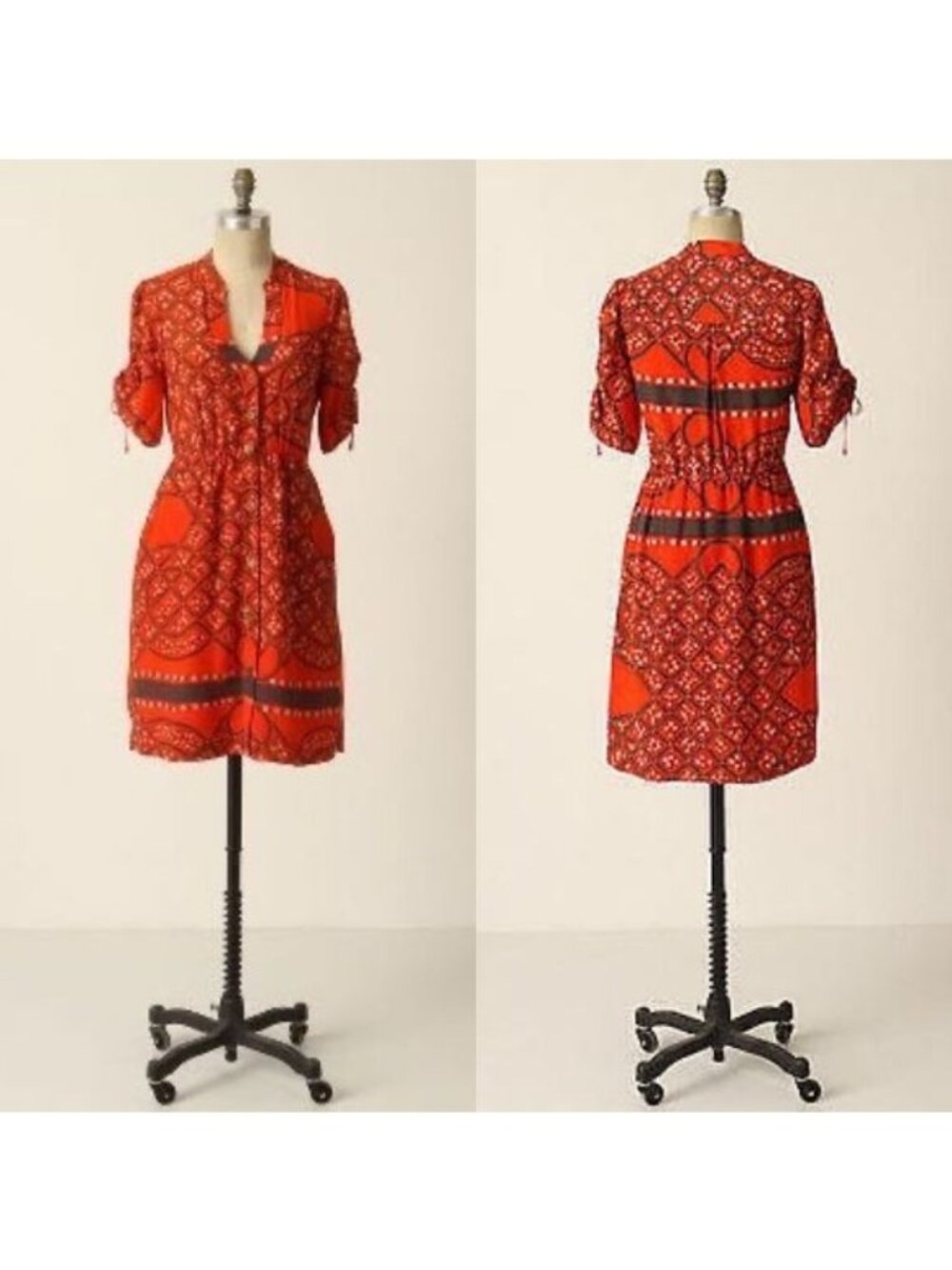 Anthropologie Moulinette Soeurs Pattern Silk "Maeshowe Shirtdress" Dress